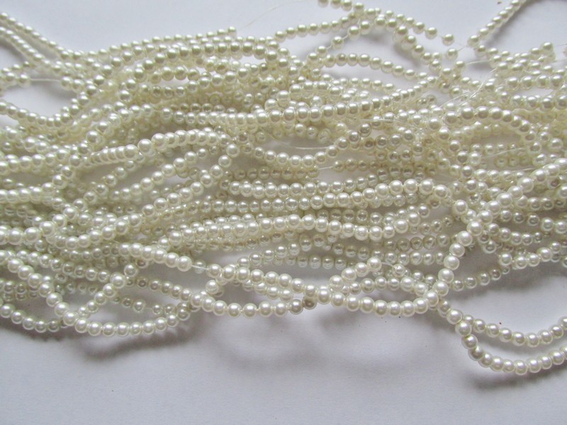 (image for) White Glass double strand Pearls # 1646 - Click Image to Close
